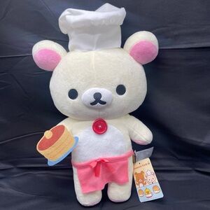 Kawaii Chef Bear Plush Toy - White and Pink